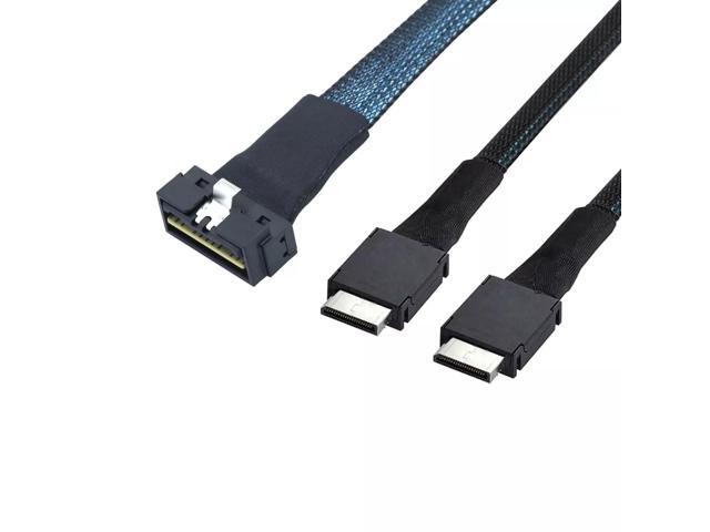 Vszerda SAS4.0 Slimline LP Low Profile SFF-8654 8i 74P to 2 Ports OCulink 8611 4i 38P Server Adapter Cable 50CM