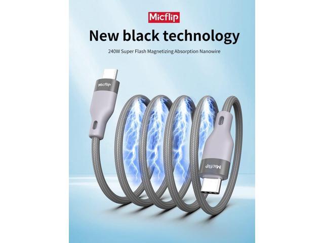 240W 6FT/2M, Premium Magnetic USB C to USB C Cable, Magnetic Anti-Tangle Flat Type C Charger Fast Charging Cord, Magnetic Charging Cable