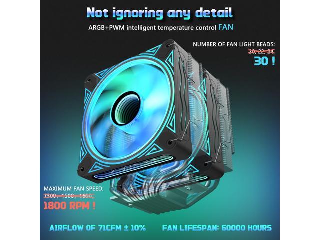 UTLGAMENG CPU Cooler with 6 Heat Pipes, Dual 120mm PWM Fans, 1800RPM Speed, for AM4 AM5/Intel LGA 1700/1150/1151/1200,PC Cooler,CPU Air Cooler,UTL600