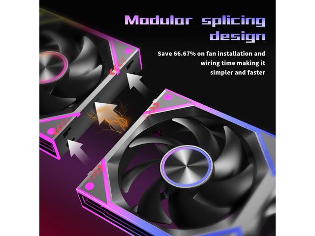 6 Packs Modular 120mm ARGB Chassis Fans, 3 Forward Fan +3 Reverse Fans,Easy to Assemble, ARGB and PWM Cooling Fan PC, Module ComputeFans,...
