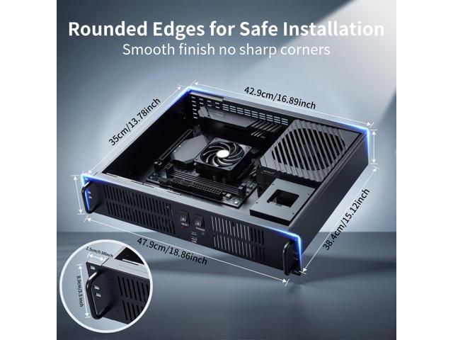 2U Rackmount Chassis, Micro-ATX Server Case, Supports 2 x 3.5 HDD & 1 x 2.5 SSD, ATX PSU Compatible, 4 PCIe Slots, Ventilated Cooling, USB 3.0 Ports