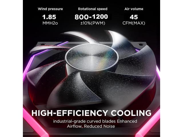 5pack ARGB FAN,3*Forward Blade+2*Reverse Blade fans,With ARGB controller,High Performance Cooling Low Noise 4-Pin 1200 RPM Hydraulic Bearing,RGB fans