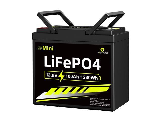 GreenOE 12V 100Ah Mini LiFePO4 Battery Deep Cycle Battery with 100A BMS 1280Wh