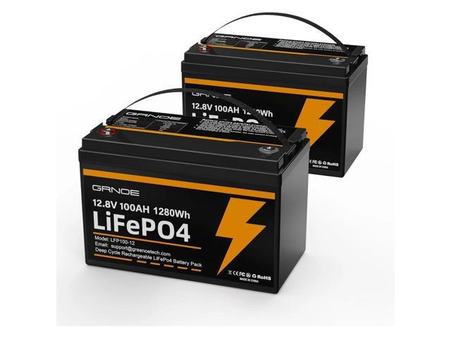 GreenOE 2-Pack 12V 100Ah 1280Wh LiFePO4 Battery Group 31 With Built-in 100A BMS