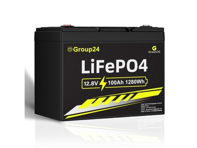 GreenOE 12V 100Ah LiFePO4 Battery Group 24 With Built-in 100A BMS For RV Home