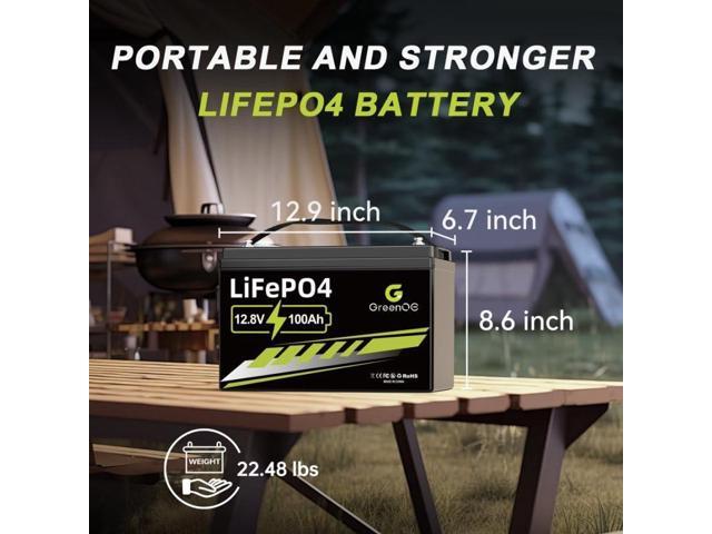 GreenOE 12V 100Ah LiFePO4 Battery Group 31 With Built-in 100A BMS For RV Home