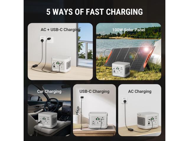 GreenOE 294Wh Portable Power Station LFP Battery Fast Charging Solar Generator