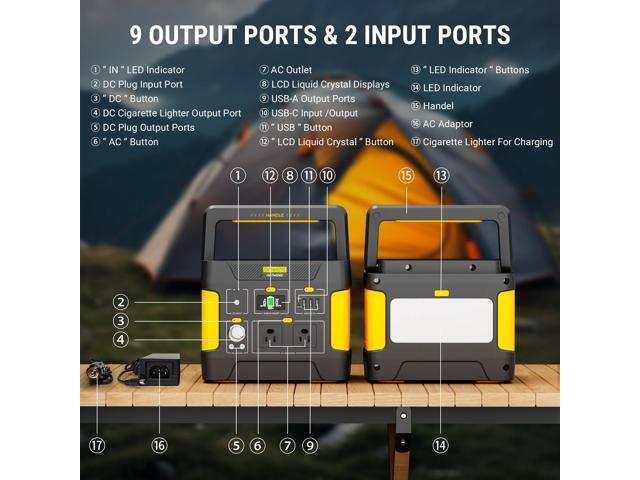GreenOE 294Wh Portable Power Station LFP Battery Charging Solar Generator Black
