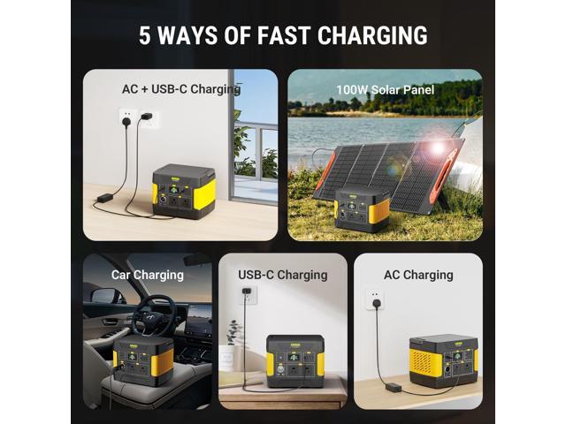 GreenOE 294Wh Portable Power Station LFP Battery Charging Solar Generator Black