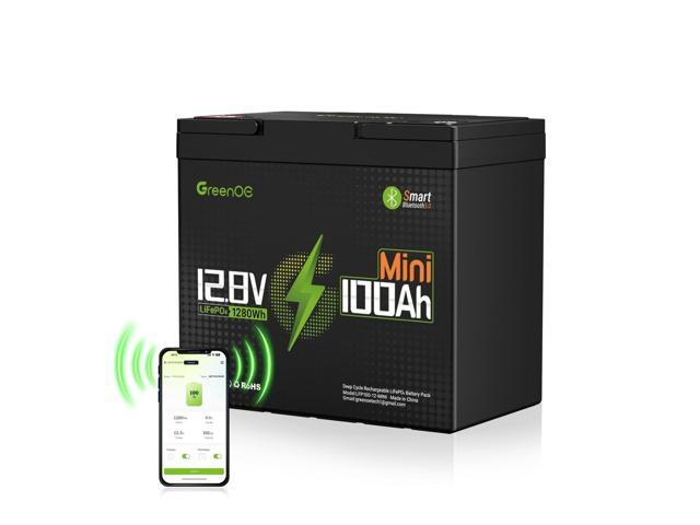 GreenOE 12V 100Ah Bluetooth Mini LiFePO4 Battery 15000 Deep Cycles For Solar Rv