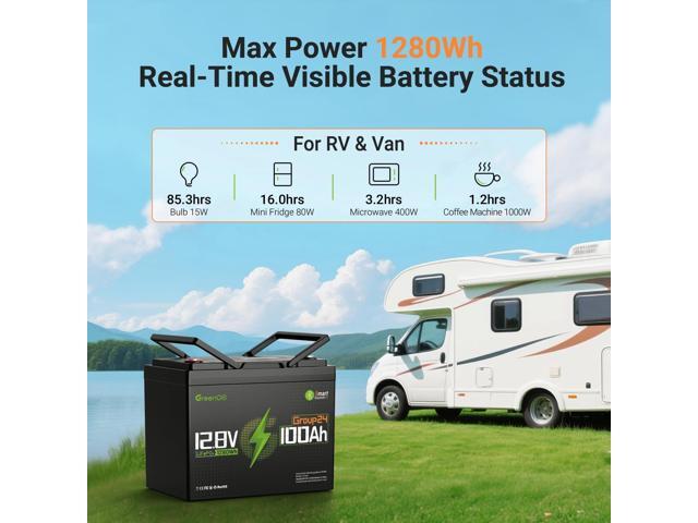 GreenOE 12V 100Ah Bluetooth LiFePO4 Battery 15000 Deep Cycles For Trolling Motor