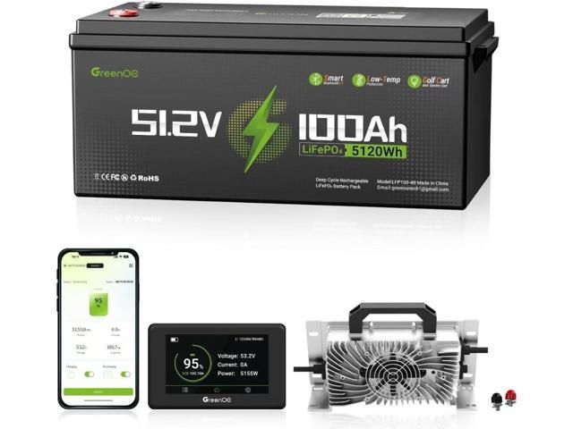 GreenOE 48V 100Ah Lithium Golf Cart Battery + 48V 18A Charger Trolling Motor RV