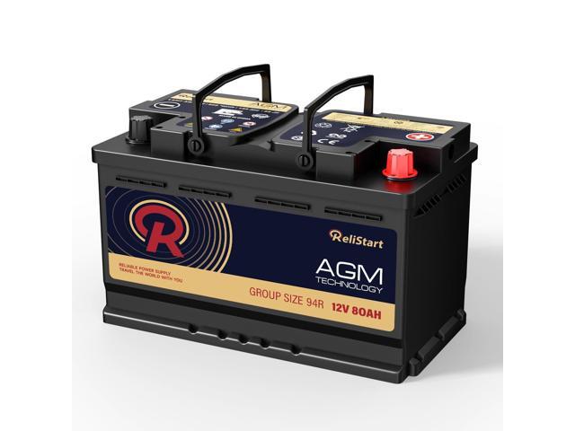 Relistart 12v 80Ah AGM Battery BCI Group 94R Car Battery Automotive Battery