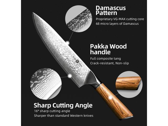 YUSOTAN Damascus Japanese Chef Knife 8 inch Cooking Knife Super Sharp Damascus kitchen Knife High Carbon Stainless Steel Meat Knife and BBQ Knife...