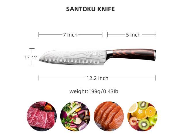YUSOTAN Japanese Santoku Knife, Professional 7 Inch Chef knife, Vegetable Knife, Japanese High Carbon Stainless Steel Super Sharp Kitchen Knife and...