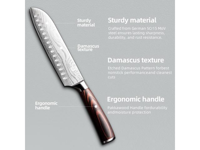 YUSOTAN Japanese Santoku Knife, Professional 7 Inch Chef knife, Vegetable Knife, Japanese High Carbon Stainless Steel Super Sharp Kitchen Knife and...