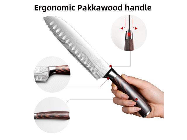 YUSOTAN Japanese Santoku Knife, Professional 7 Inch Chef knife, Vegetable Knife, Japanese High Carbon Stainless Steel Super Sharp Kitchen Knife and...