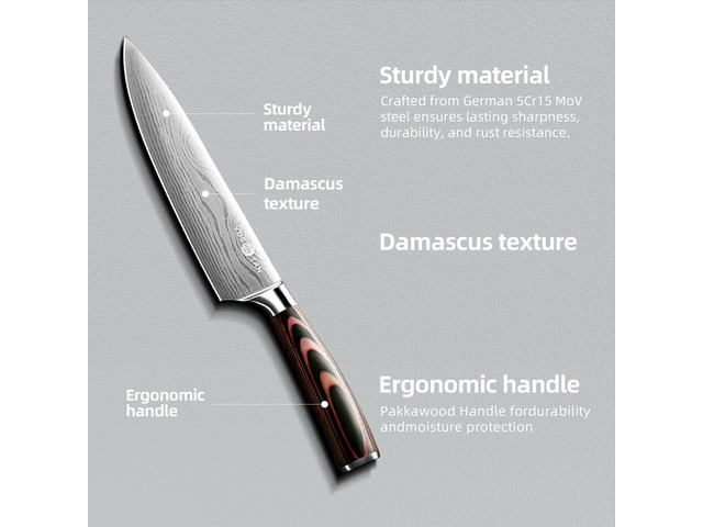 YUSOTAN Japanese Chef Knife, 8 Inch Chef Knife, Japanese High Carbon Stainless Steel Super Sharp Meat Cutting and BBQ Knife and Ergonomic Solid...