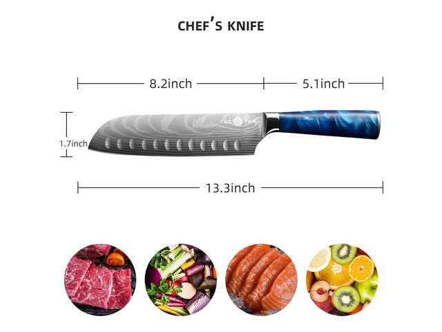 YUSOTAN Japanese Santoku Knife - 7' Kitchen Knife with Sharp High Carbon Stainless Steel Blade with Gift Box-Versatile Chef's Tool for Cutting,...