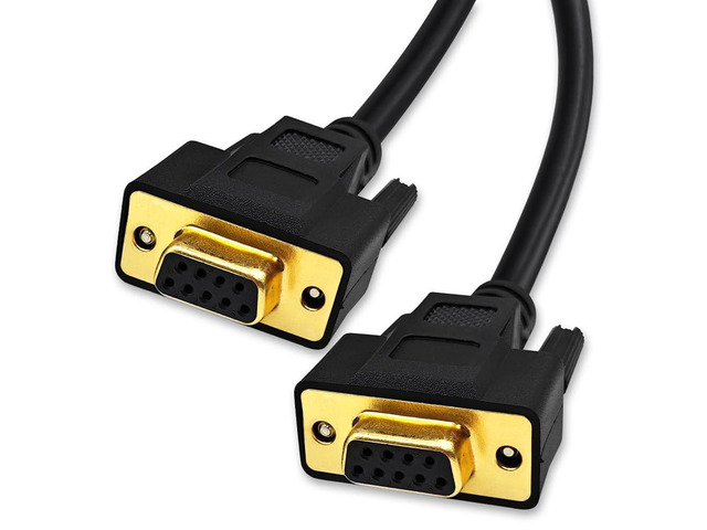 XANHAM 6.6 Feet(2 Meter) DB9 Straight Through 9 Pin RS232 Serial Cable Double Shielded, Metal Braided & AL-foil, Female to Female, Black, SC902S08FF