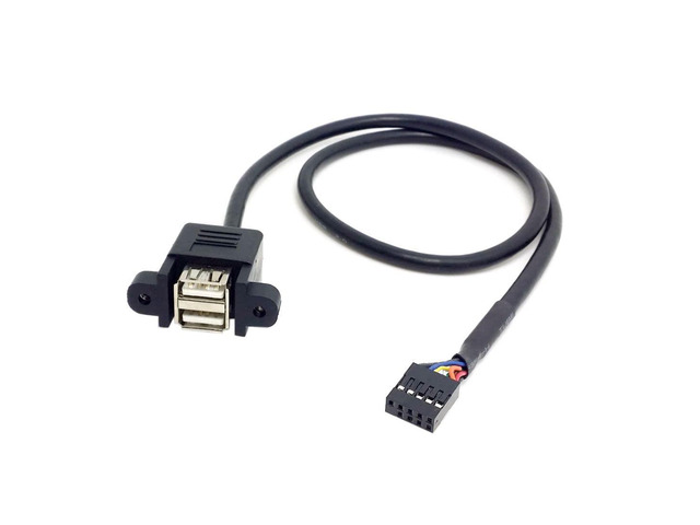 chenyang USB 2.0 Front Panel Header 9/10Pin 1 Male to 2 USB 2.0 Female Y Splitter Mainboard Header Port Extension Cable Adapter with Screw Panel Holes