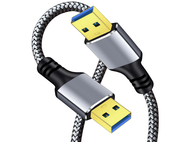 Tan QY USB 3.0 Braided Male to Male Cable 3ft, for Laptop/DVD/Drive