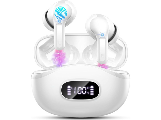 Wireless Earbuds, 40H Bluetooth Headphones 5.4, ENC Noise Cancelling Mic for Clear Calls, Hi-Fi Stereo Deep Bass Ear Buds, LED Display, IP7...
