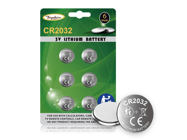 Toyohira CR2032 Battery 3V Lithium Coin Battery 6 Pack High Capacity Airtag Key Fob Watch Motherborad Batteries Replacement Long Lasting Leak-Free...