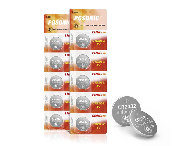 PGSONIC CR2032 3V Lithium Battery (10pcs), Compatible with AirTag, Key Fobs, Smart Sensors, Scales, Candles and More