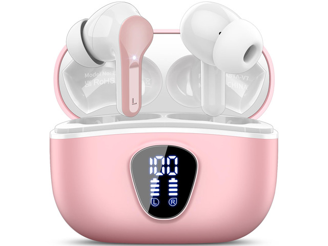 Wireless Earbuds, Bluetooth 5.4 Headphones HiFi Stereo, Bluetooth Earbuds With ENC Noise Cancelling Mic, IP7 Waterproof in Ear Earphones, 48H, LED...