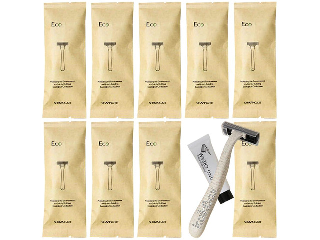 10Pack Disposable Razors 3 Blade Individually Wrapped Kit With Shave Cream Eco-Friendly Stainless Steel Travel Razor Toiletries...