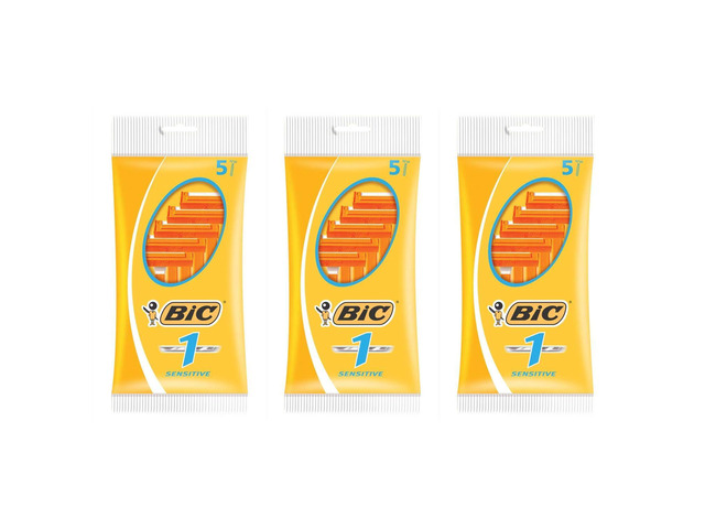 BIC Razor Blades No.1, Pack of 3 Packs of 5, 1 Blade Sensitive Skin