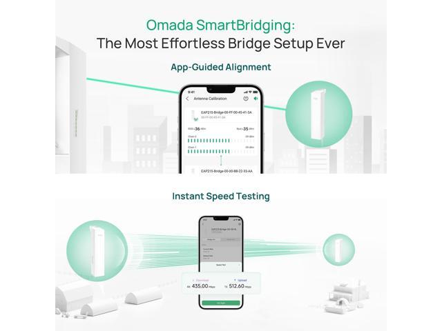 TP-Link Omada Point to Point Wireless Bridge Outdoor - 5GHz, 867Mbps, PtP & PtMP, 5km Range, 3 Gigabit Ports, PoE or DC Powered, IP65 Weatherproof,...