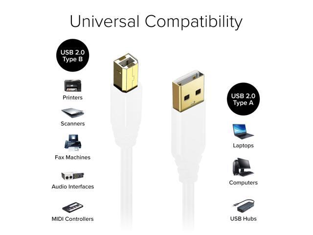 Lumenzi USB 2.0 A to B Cable Male to Male High-Speed Printer Cable, Data Transfer Cord, Durable USB Connector for PC, Laptop, Printer, Scanner,...