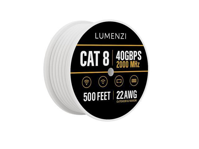 Cat8 Round Ethernet Cable 500ft, 1 Pc Pack, 40Gbps 2000MHz Network Patch Cord, S/FTP Shielded LAN Cable, for Gaming, Router, Modem, Laptop