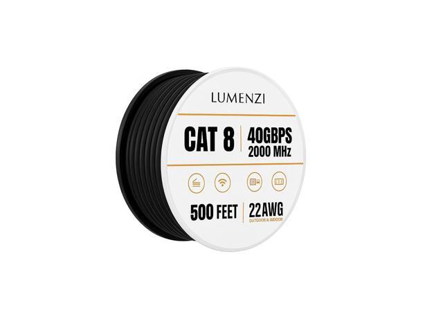 Cat8 Round Ethernet Cable 500ft, 1 Pc Pack, 40Gbps 2000MHz Network Patch Cord, S/FTP Shielded LAN Cable, for Gaming, Router, Modem, Laptop