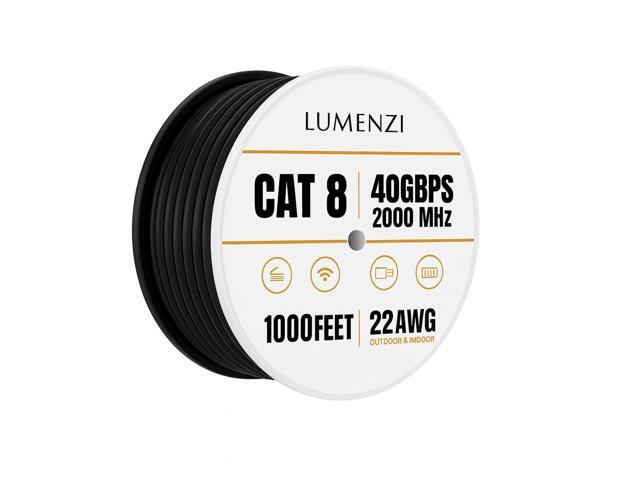 Cat8 Round Ethernet Cable 1000ft, 1 Pc Pack, 40Gbps 2000MHz Network Patch Cord, S/FTP Shielded LAN Cable, for Gaming, Router, Modem, Laptop
