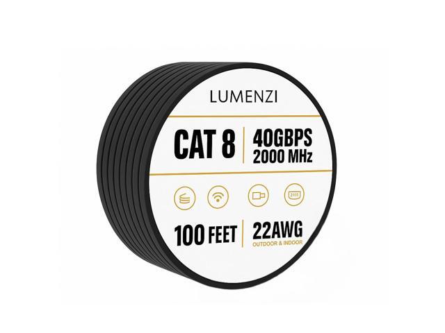 Lumenzi Cat8 Flat Ethernet Cable 100ft, 1 Pc Pack, 40Gbps 2000MHz Network Patch Cord, S/FTP Shielded LAN Cable, for Gaming, Router, Modem, Laptop (...