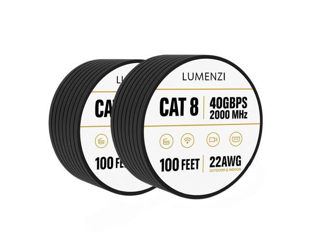 Cat8 Flat Ethernet Cable 100ft, 2 Pc Pack, 40Gbps 2000MHz Network Patch Cord, S/FTP Shielded LAN Cable, for Gaming, Router, Modem, Laptop ( without...