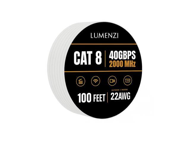 Lumenzi Cat8 Flat Ethernet Cable 100ft, 1 Pc Pack, 40Gbps 2000MHz Network Patch Cord, S/FTP Shielded LAN Cable, for Gaming, Router, Modem, Laptop (...