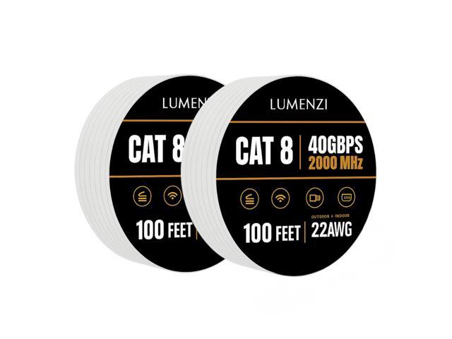 Cat8 Flat Ethernet Cable 100ft, 2 Pc Pack, 40Gbps 2000MHz Network Patch Cord, S/FTP Shielded LAN Cable, for Gaming, Router, Modem, Laptop ( without...
