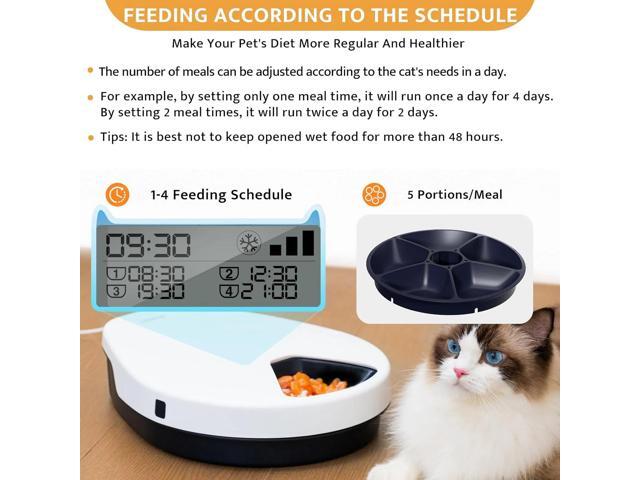 UBPet Cat Wet Food Automatic Feeder with Cooling, Semiconductor Refrigeration, with Timer, 5 Food Compartments for 330g Pet Food Each, Premium Meal...