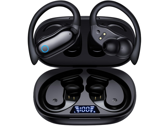 Active Noise Cancelling Ear Buds Wireless Earbuds 96hrs Playback Bluetooth Headphones Dual Battery Display Stereo Bass Earphones with Earhooks...