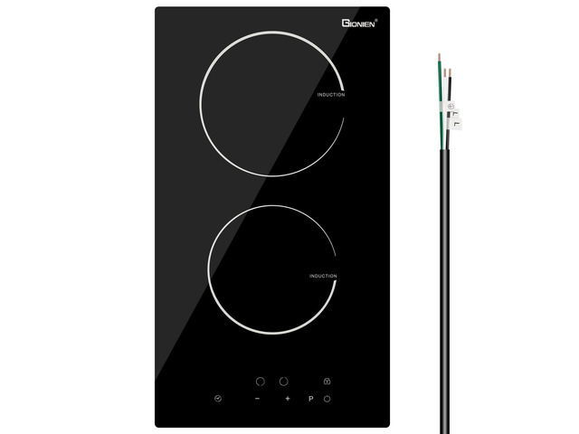 Induction Cooktop 12 Inch, 220V~240V, 2 Burners Electric Cooktop,3500W, 12'' Built-in Double Electric Stove Top Countertop Cooker with Hard Wire,No...
