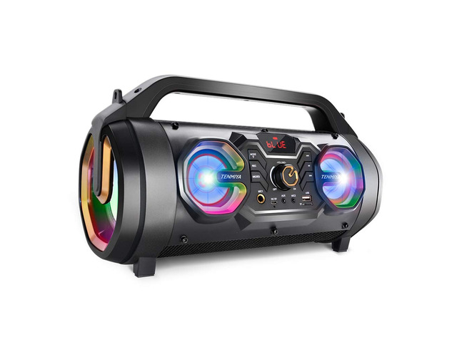 Bluetooth Speaker, 30W Portable Bluetooth Boombox with Subwoofer, FM Radio, RGB Colorful Lights, EQ, Stereo Sound, Booming Bass, 10H Playtime...