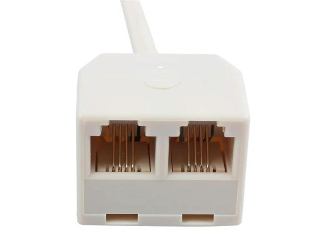 3X RJ 11 6P 4 C Connector 2 X Jack Port M / F Splitter Phone Adapter Cable Beige