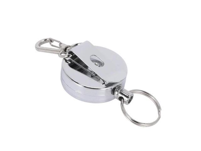 18 Pcs Stainless Silver Retractable Key Chain Recoil Keyring Heavy Duty Steel