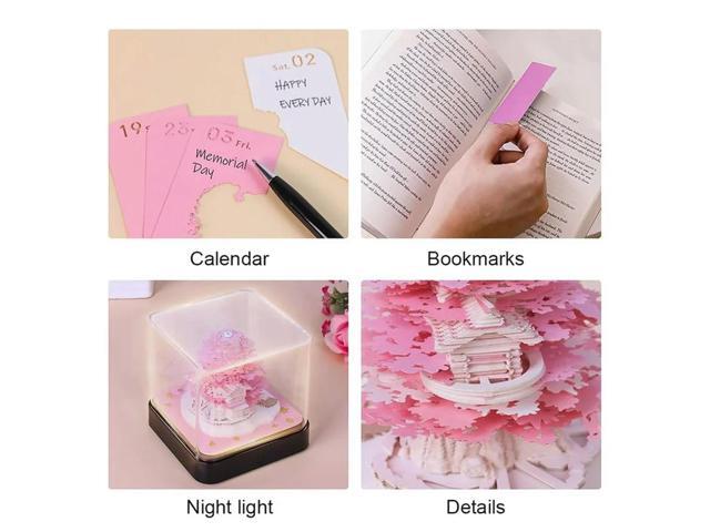 2024 Calendar Memo Pad, Desk Calendar With LED Lights 3D Notepad Paper Carving Gift Desktop Decoration For Office B Easy To Use