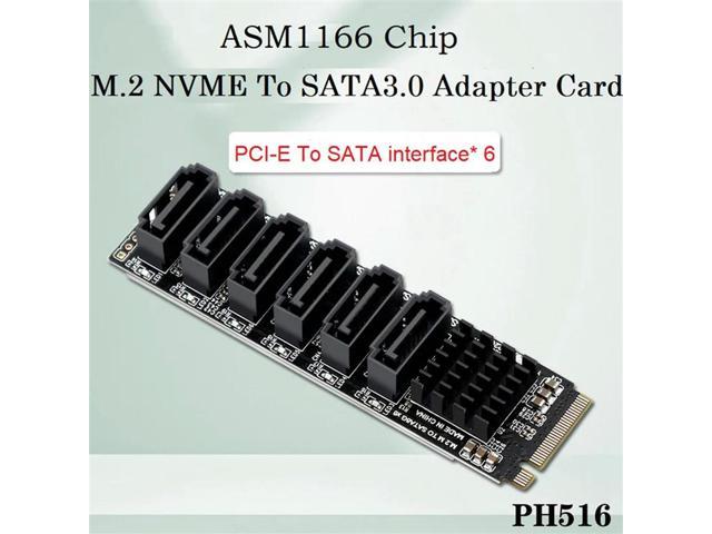 3X M.2 MKEY PCI-E Riser Card M.2 NVME To SATA3.0 PCIE To SATA 6Gpbsx6-Port Expansion Card ASM1166 Support PM Function