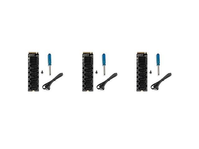 3X M.2 MKEY PCI-E Riser Card M.2 NVME To SATA3.0 PCIE To SATA 6Gpbsx6-Port Expansion Card ASM1166 Support PM Function